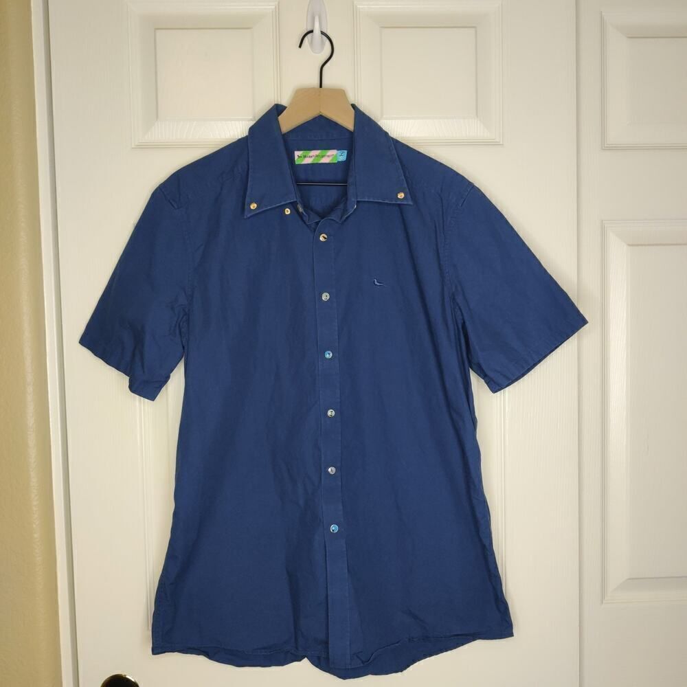 Modern Amusement bird button front camp shirt sz L